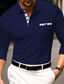 cheap Classic Polo-Men&#039;s Polo Shirt Golf Shirt Casual Sports Lapel Long Sleeve Fashion Basic Color Block Button Front Pocket Spring &amp;  Fall Regular Fit Black White Navy Blue Gray Polo Shirt