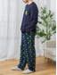 cheap Men&#039;s Pajamas-Men&#039;s Loungewear Sleepwear Pajama Set Pajama Top and Pant 2 Pieces Graphic Prints Stylish Casual Comfort Home Daily Cotton Blend Comfort Crew Neck Long Sleeve T shirt Tee Pant Drawstring Elastic Waist