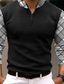 tanie koszulka polo zapinana na zamek-Kratka Męskie Biznes 3D Nadruk Bluza polo polo golfowe Na zewnątrz Codzienne Streetwear Poliester Długi rękaw Suwak Koszulki polo Czarny Biały Jesień i zima S M L Średnio elastyczny Polo z klapami