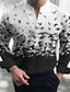 זול חולצות טרופיות-ציפור יום יומי בגדי ריקוד גברים חולצה בָּחוּץ רחוב יום יומי\קז&#039;ואל סתיו חורף צוואר מפוצל שרוול ארוך שחור אודם S M L חולצה