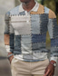 Χαμηλού Κόστους Γραφικό Polo-Καρό Γεωμετρία Ανδρικά Καθημερινό 3D Στάμπα Βάφλα Πόλο Μπλουζάκι ΕΞΩΤΕΡΙΚΟΥ ΧΩΡΟΥ Καθημερινά Streetwear Ύφασμα βάφλας Μακρυμάνικο Απορρίπτω Μπλουζάκια πόλο Μπλε Βυσσινί Φθινόπωρο &amp; Χειμώνας Τ M L