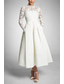 abordables Longueur de cheville-Ligne A Longueur thé Robe de Soirée Robe de Cocktail Robe d'invité de mariage Robe de Mère de Mariée  manche longue Col haut Sexy robe demoiselle d honneur Tenue de Soirée Automne Tissu Extensible