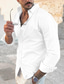 billige mænds fritidsskjorter-Herre Skjorte Button Up skjorte Casual skjorte Sommer skjorte Sort Hvid Blå Langærmet Vanlig Aftæpning Forår sommer Daglig Ferierejse Tøj
