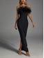 cheap BLACK-TS Sheath Black Feather Dress Evening Gown Elegant Dress Formal Black Tie Ankle Length Sleeveless Strapless Spandex with Feather Slit Masquerade Dress 2025