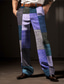 abordables pantalon décontracté graphique-Plaid Géométrie Entreprise Homme Impression 3D Pantalon Extérieur Plein Air Travail Polyester Bleu Violet Orange S M L Taille haute Élasticité Pantalon