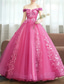 preiswerte Ballkleid-Ballkleid Quinceanera Kleider Prinzessinnenkleid Rot Grünes Kleid Quinceanera Bodenlang Ärmellos Off-Shoulder Polyester mit Applikationen um zu beeindrucken