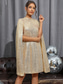 voordelige Jurken met pailletten-dames gouden jurk pailletten jurk feestjurk mini jurk zilver zwart lange mouw effen pailletten lente herfst winter ronde hals elegante feest winterjurk 2023 s m l xl xxl