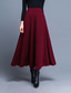 cheap Plain Skirts-Women&#039;s Skirt A Line Swing Midi High Waist Skirts Pocket Solid Colored Street Daily Winter Elegant Fashion Wine Black Red