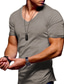 baratos Camisetas masculinas casuais-T-shirt com decote em V masculino - camisas curtas de cor sólida para homens manga curta slim fitness treino atlético business casual básico camisas altas grandes preto cinza exército verde