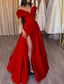 cheap PINK-A-Line Evening Gown Sexy Dress Wedding Guest Prom Floor Length Short Sleeve Off Shoulder Satin with Slit Pure Color 2025