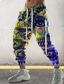 cheap Graphic Sweatpants-Men&#039;s Sweatpants Joggers Trousers Drawstring Elastic Waist 3D Print Abstract Graphic Prints Comfort Sports Outdoor Casual Daily Cotton Blend Streetwear Designer Yellow Blue Micro-elastic