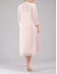billiga Med jacka-Skapelse Mor till bruden Klänning Bröllopsgäst Elegant Petit Scoop Neck Tealängd Chiffon 3/4-lång ärm med spetslager 2025 gratis anpassad storlek
