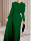 cheap Evening Dresses-TS Sheath Red Black Red Green Chrismas Dress Evening Gown Elegant Cape Dress Formal Fall Sweep / Brush Train Long Sleeve Cowl Neck Stretch Fabric with Buttons Slit dress to impress stretch dress 2025