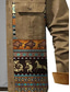 levne pánské košilové sako-Pánské Etno Bandana Print Košile Košile bunda Dlouhý rukáv Vinobraní Africký vzor Venkovní ulice Běžné / Denní Podzim zima Přehnutý Knoflíky Kapsy Tisk Hnědá