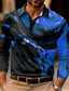 levne Polo trika s grafickým potiskem-Přechodová rampa Pánské Abstraktní 3D Tisk Venkovní Běžné / Denní Streetwear Polyester Dlouhý rukáv Přehnutý Polo tričko Žlutá Vodní modrá Podzim zima S M L Lehce elastické Lapel Polo