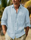 cheap Men&#039;s Casual Shirts-Men&#039;s Shirt Linen Shirt Button Up Shirt Summer Shirt Beach Shirt Black White Pink Long Sleeve Plain Lapel Spring &amp; Summer Casual Daily Clothing Apparel