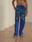 cheap Linen Pants-Men&#039;s Linen Pants Trousers Beach Pants Drawstring Elastic Waist 3D Print Geometric Pattern Graphic Prints Comfort Casual Daily Holiday 20% Linen Streetwear Hawaiian Yellow Blue