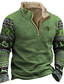 billiga grafiska hoodies-herr vintage västern cowboy zip colorblock tröja med krage