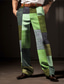 billige grafiske afslappede bukser-Ternet Geometri Forretning Herre 3D-udskrivning Bukser udendørs Gade Arbejdstøj Polyester Blå Lilla Orange S M L Høj Elasticitet Bukser