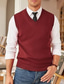 cheap Men&#039;s Pullover Sweater-Men&#039;s Sweater Vest Wool Sweater Pullover Knit Deep V Knitted Solid Color V Neck Basic Stylish Clothing Apparel Winter Fall Black Wine M L XL