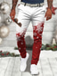 tanie graficzne spodnie typu casual-Płatek śniegu Codzienny Męskie Druk 3D Świąteczne spodnie Spodnie Na zewnątrz Ulica Wyjściowe Poliester Wino Czarny Niebieski S M L Średni Talia Elastyczność Spodnie