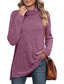 cheap Plain Tops-Shirt Blouse Women&#039;s Army Green Blue Purple Solid / Plain Color Split Office Daily Fashion High Neck Regular Fit S