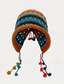 economico Cappelli-berretto all&#039;uncinetto boho color block classico berretto con teschio scavato vintage caldo cappello con paraorecchie berretti con decorazioni in nappa per le donne autunnali &amp; inverno