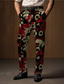 baratos calças casuais gráficas-Bloco de cor Pôquer Abstracto Homens Impressão 3D Calças Ao ar livre Rua Vestir para trabalhar Poliéster Vinho Vermelho Azul S M L Alto Elasticidade Calça