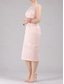 billiga Med jacka-Skapelse Mor till bruden Klänning Bröllopsgäst Elegant Petit Scoop Neck Tealängd Chiffon 3/4-lång ärm med spetslager 2025 gratis anpassad storlek