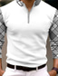 preiswerte Poloshirt mit Reißverschluss-Plaid Herren Geschäftlich 3D Bedruckt Zip Polo Golfpolo Outdoor Casual Strassenmode Polyester Langarm Zip Polo-Shirts Schwarz Weiß Herbst Winter S M L Mikro-elastisch Revers-Polo