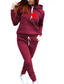 abordables Survêtements pour femmes-Femme Chaud Sportif Sweat à capuche Survêtement Ensembles de pantalons Pantalon Jogging Pantalon manche longue Capuche Cœur Cordon Imprimer Extérieur Casual Noir Rose Claire Vin Automne hiver Standard