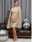 voordelige Jurken met pailletten-dames gouden jurk pailletten jurk feestjurk mini jurk zilver zwart lange mouw effen pailletten lente herfst winter ronde hals elegante feest winterjurk 2023 s m l xl xxl