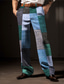 abordables pantalones casuales gráficos-Plaid Geometría Negocios Hombre Impresión 3D Pantalones Exterior Calle Usar para trabajar Poliéster Azul Morado Naranja S M L Cintura Alta Elasticidad Pantalones