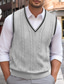 cheap Men&#039;s Pullover Sweater-Men&#039;s Sweater Vest Knit Sweater Pullover Cable Knit Regular Knitted Plain V Neck Keep Warm Modern Contemporary Daily Wear Going out Clothing Apparel Fall Winter White Red S M L
