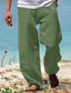 זול מכנסיים רגילים-בגדי ריקוד גברים מכנסי פשתן מכנסיים צ&#039;ינו עיצוב שרוך אלסטי אופנתי סגנון רחוב קזו&#039;אל יומי פשתן כמו בד כותנה ופשתן נושם רך חוץ צבע אחיד שחור לבן ירוק בהיר S M L