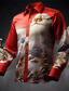 billige mænds juleskjorter-Julemanden bjerg afslappet herreskjorte udendørs street fall&amp;amp; vinter turndown langærmet gul rød mørk marineblå s m l skjorte