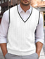 cheap Men&#039;s Pullover Sweater-Men&#039;s Sweater Vest Knit Sweater Pullover Cable Knit Regular Knitted Plain V Neck Keep Warm Modern Contemporary Daily Wear Going out Clothing Apparel Fall Winter White Red S M L
