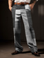 abordables pantalones casuales gráficos-Plaid Geometría Negocios Hombre Impresión 3D Pantalones Exterior Calle Usar para trabajar Poliéster Azul Morado Naranja S M L Cintura Alta Elasticidad Pantalones