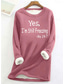baratos Humor e Citações Tops-moletom feminino pulôver felpudo confortável sherpa lã forrada carta rua casual gola redonda gola redonda manga comprida preto amarelo rosa vermelho violeta outono&amp;amp; inverno