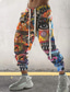cheap Graphic Sweatpants-Men&#039;s Sweatpants Joggers Trousers Drawstring Elastic Waist 3D Print Abstract Graphic Prints Comfort Sports Outdoor Casual Daily Cotton Blend Streetwear Designer Yellow Blue Micro-elastic
