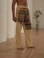 cheap Linen Pants-Men&#039;s Linen Pants Trousers Beach Pants Drawstring Elastic Waist 3D Print Color Block Cow Graphic Prints Comfort Casual Daily Holiday 20% Linen Streetwear Hawaiian Blue Green