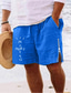 baratos Calções para Homem-Homens Calção Shorts de verão Shorts de praia Zíper Com Cordão Cintura elástica Letra Conforto Respirável Curto Diário Feriado Para Noite Misto de Algodão Havaiana Casual Verde Tropa Azul Real