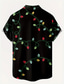 abordables chemises de Noël pour hommes-lanternes chemise décontractée pour hommes tenue quotidienne sortie week-end automne / automne manches courtes noir s, m, l chemise en tissu extensible dans 4 directions