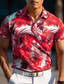 cheap Classic Polo-Floral Leaf Men&#039;s Casual Print 3D Outdoor Daily Wear Streetwear Polyester Short Sleeve Turndown Polo Shirts Yellow Red Spring &amp; Summer S M L Micro-elastic Lapel Polo