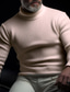 billige sweater til mænd-Herre Pullover trøje rullekrave sweater Rillet Strikke Normal Strikket Vanlig Rullekrave Moderne Moderne Arbejde Dagligdagstøj Tøj Vinter Sort Lyserød M L XL