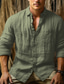 cheap Men&#039;s Linen Shirts-Men&#039;s Shirt Linen Shirt Button Up Shirt Casual Shirt Blue Army Green Long Sleeve Plain Lapel Spring &amp;  Fall Casual Daily Clothing Apparel Pocket