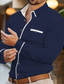 billige mænds fritidsskjorter-Herre Skjorte Button Up skjorte Casual skjorte Hvid Vin Navyblå Langærmet Geometrisk Knaphul Daglig Ferierejse Patchwork Tøj Mode Afslappet Bekvem