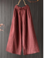 cheap Wide Leg &amp; High Waisted-Women&#039;s Wide Leg Pants Trousers Vacation Vintage Streetwear Full Length High Waist Plain Drawstring Elastic Waist High Cut Comfort Breathability Soft Micro-elastic Vacation Home Street Black Red