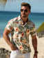 abordables polo clásico-Floral Hombre Casual 3D Estampado Exterior Hawaiano Ropa Cotidiana Poliéster Manga Corta Cuello Vuelto Camisas de polo Blanco Otoño S M L Microelástico Polo de solapa