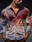 cheap Men&#039;s Printed Shirts-Casual Men&#039;s Daily Wear Vacation Going out Fall &amp; Winter Turndown Long Sleeve Dark Red, Red, Burgundy S, M, L Shirt